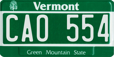 VT license plate CAO554