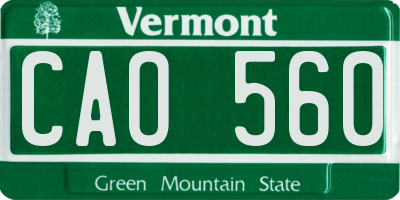 VT license plate CAO560