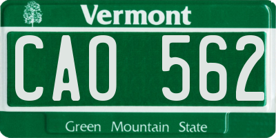 VT license plate CAO562