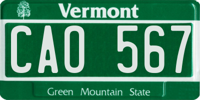 VT license plate CAO567