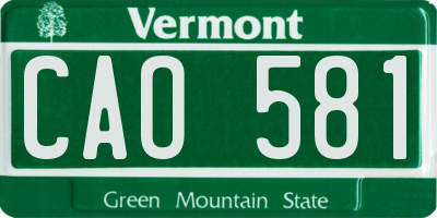 VT license plate CAO581
