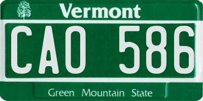 VT license plate CAO586