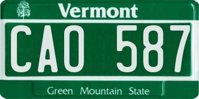 VT license plate CAO587
