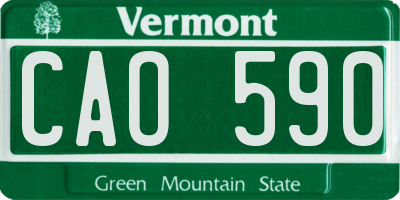 VT license plate CAO590