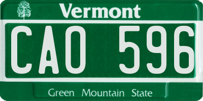 VT license plate CAO596