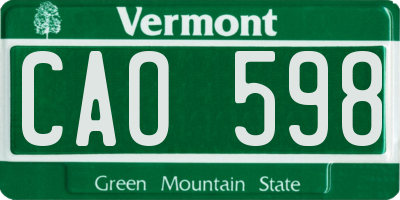 VT license plate CAO598