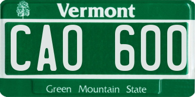 VT license plate CAO600