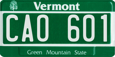 VT license plate CAO601