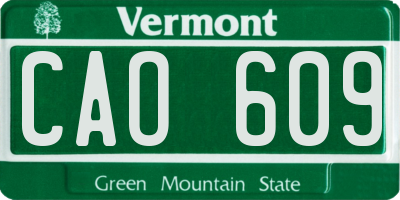 VT license plate CAO609