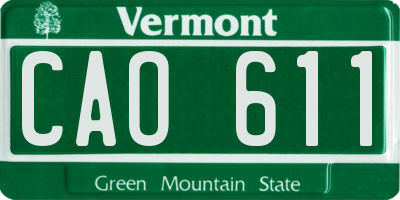 VT license plate CAO611