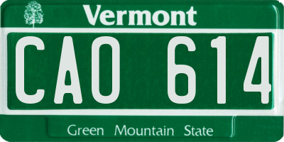 VT license plate CAO614