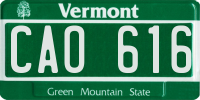 VT license plate CAO616