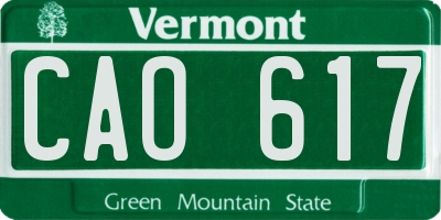 VT license plate CAO617