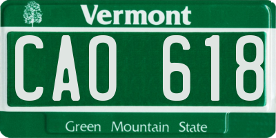 VT license plate CAO618
