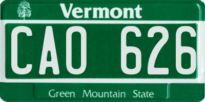 VT license plate CAO626
