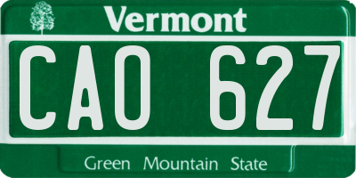 VT license plate CAO627
