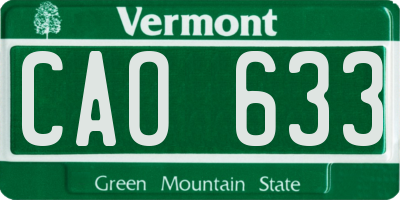 VT license plate CAO633