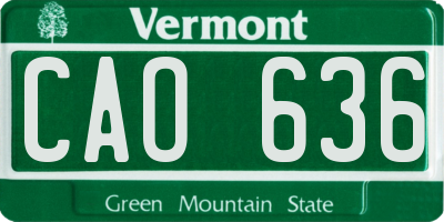 VT license plate CAO636