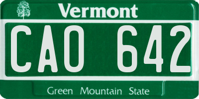 VT license plate CAO642