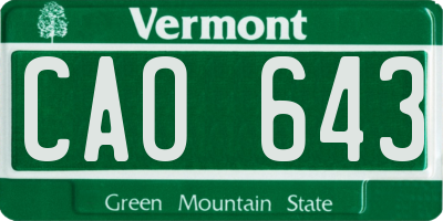 VT license plate CAO643