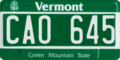 VT license plate CAO645