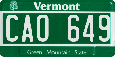 VT license plate CAO649