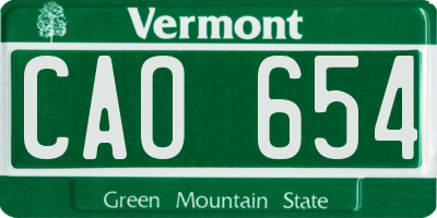 VT license plate CAO654