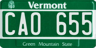 VT license plate CAO655