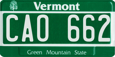 VT license plate CAO662