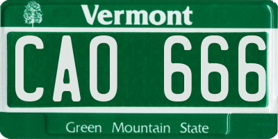 VT license plate CAO666
