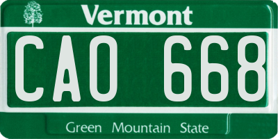 VT license plate CAO668