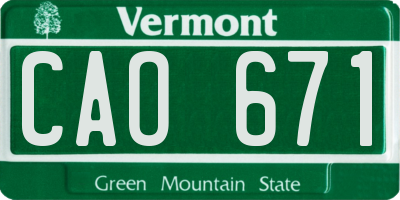 VT license plate CAO671