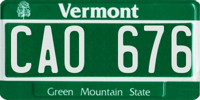 VT license plate CAO676