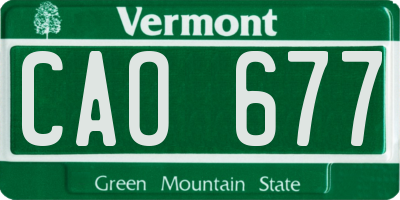 VT license plate CAO677