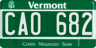 VT license plate CAO682