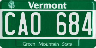 VT license plate CAO684
