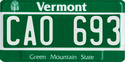 VT license plate CAO693