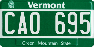 VT license plate CAO695
