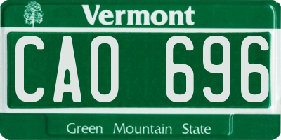 VT license plate CAO696