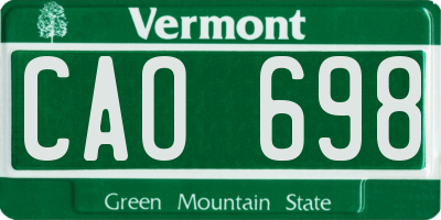 VT license plate CAO698