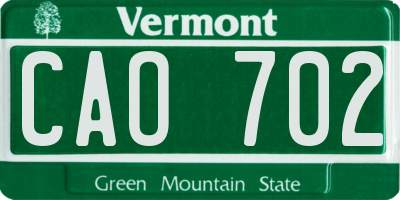 VT license plate CAO702