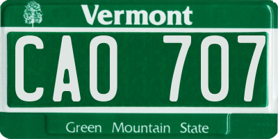 VT license plate CAO707