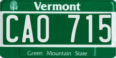 VT license plate CAO715