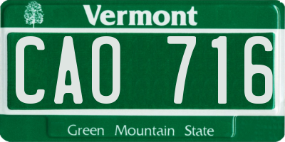 VT license plate CAO716