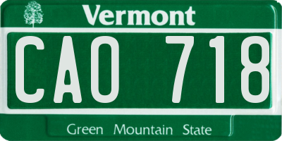 VT license plate CAO718