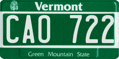 VT license plate CAO722