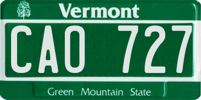 VT license plate CAO727