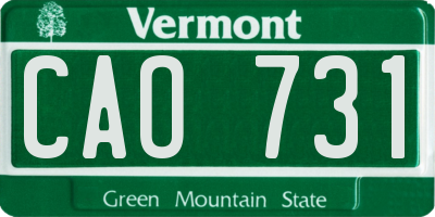 VT license plate CAO731