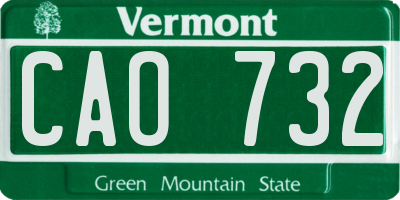 VT license plate CAO732