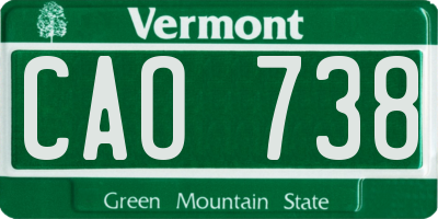VT license plate CAO738
